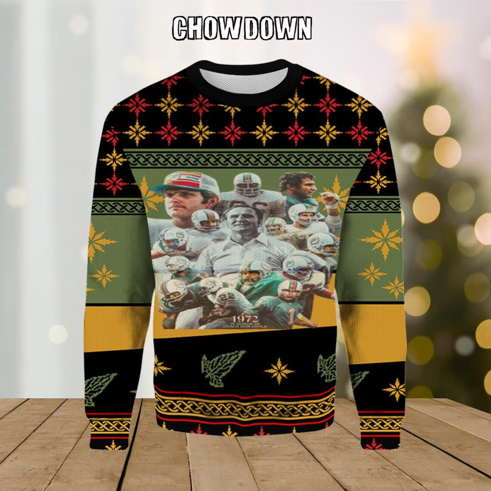 1972 Miami Dolphins Of Coach Don Shula Ugly Christmas Sweater