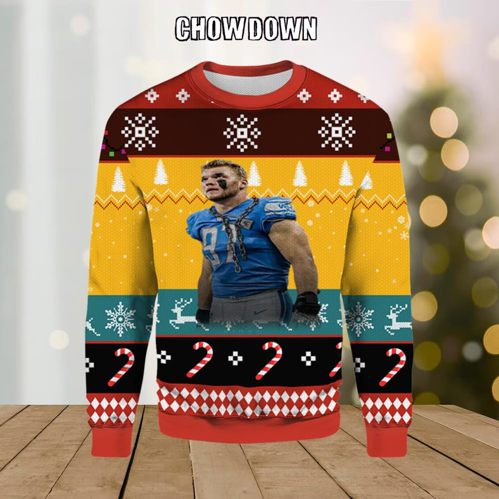Aidan Hutchinson Detroit Lions Ugly Christmas Sweater
