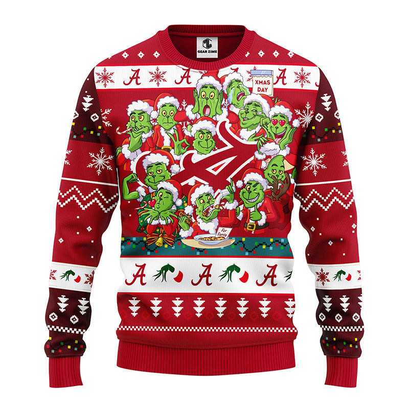 Alabama Crimson Tide 12 Grinch Xmas Day Ugly Christmas Sweater, Grinch Christmas Sweater
