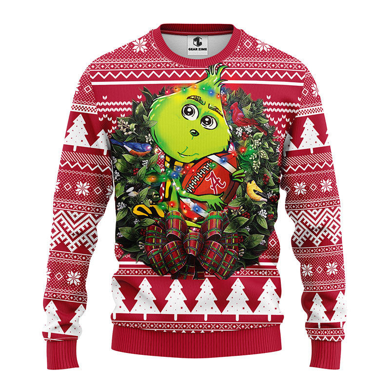 Alabama Crimson Tide Grinch Hug Ugly Christmas Sweater, Grinch Xmas Sweater