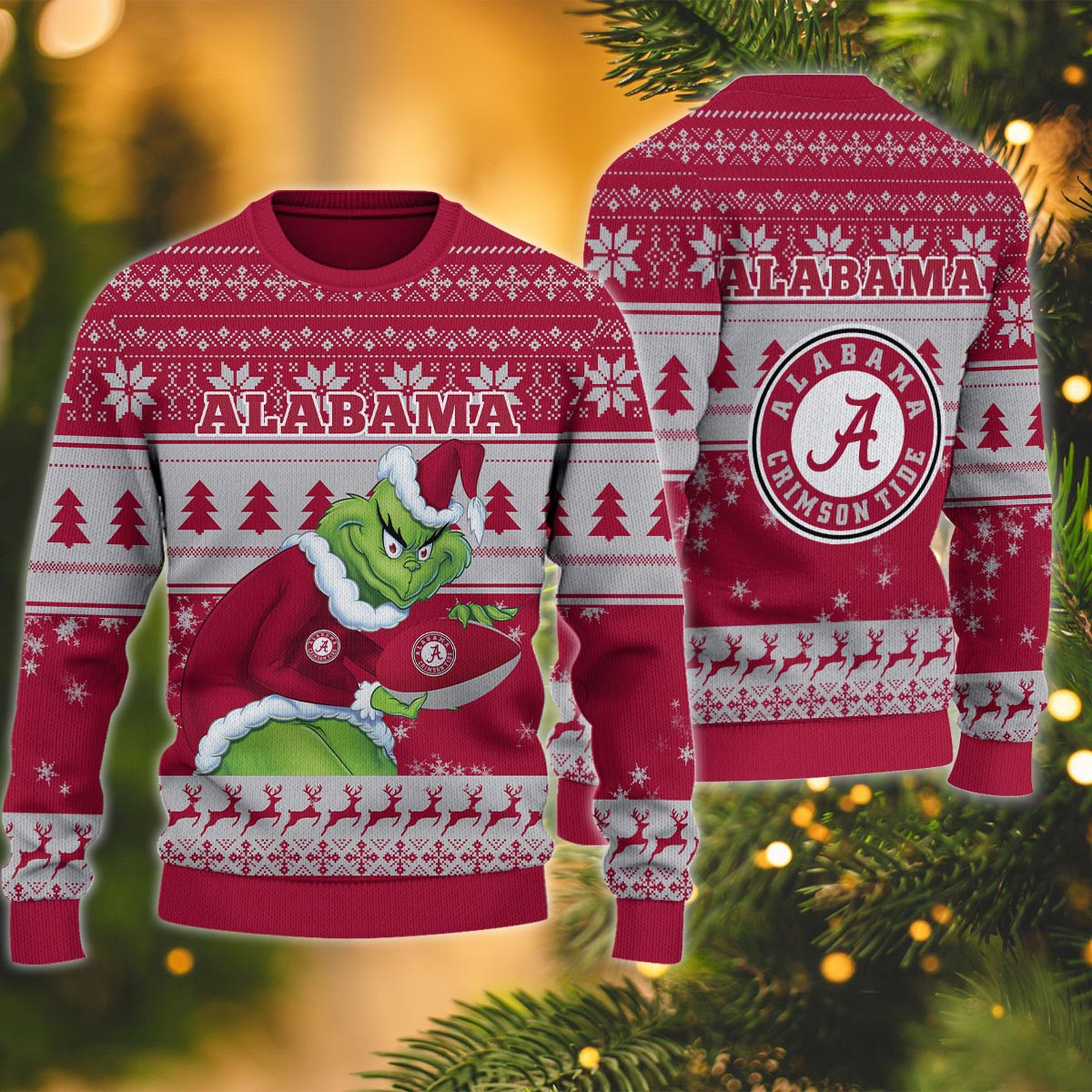 Alabama Crimson Tide Grinch Ugly Christmas Sweater