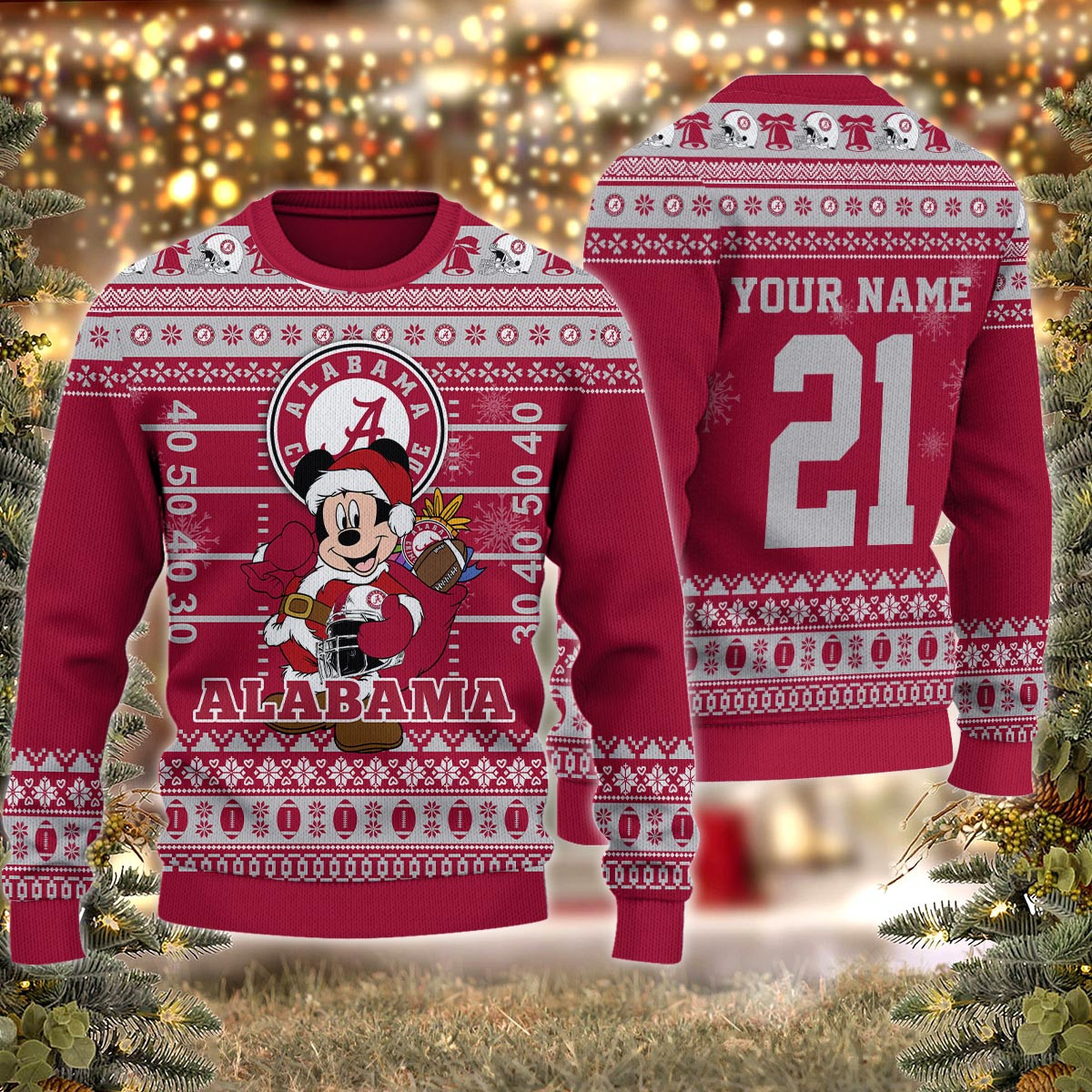 Alabama Crimson Tide Mickey Mouse Santa Ugly Christmas Sweater