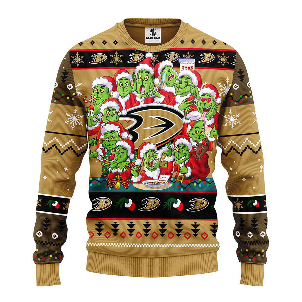 Anaheim Ducks 12 Grinch Xmas Day Ugly Christmas Sweater, Grinch Xmas Sweater
