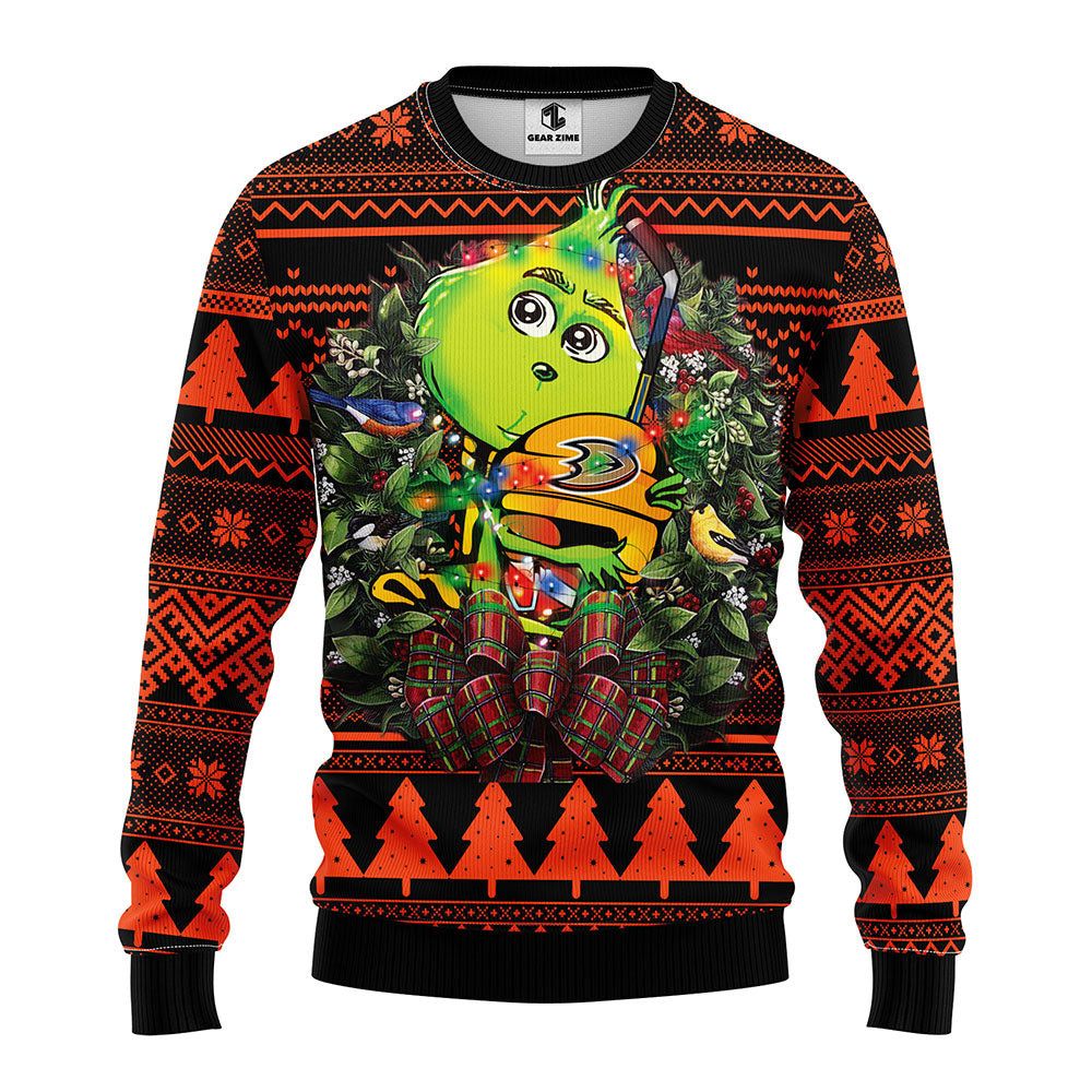 Anaheim Ducks Grinch Hug Ugly Christmas Sweater Christmas