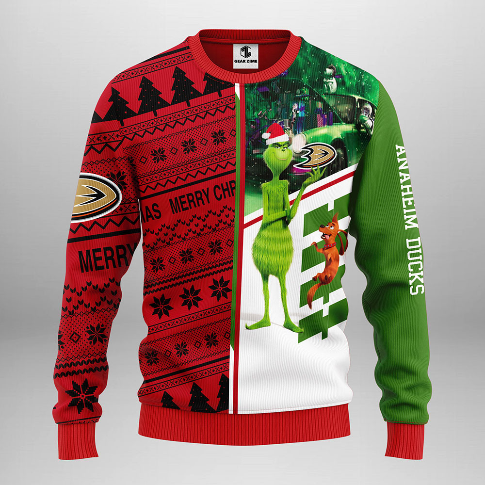 Anaheim Ducks Grinch Scoobydoo Ugly Christmas Sweater Christmas