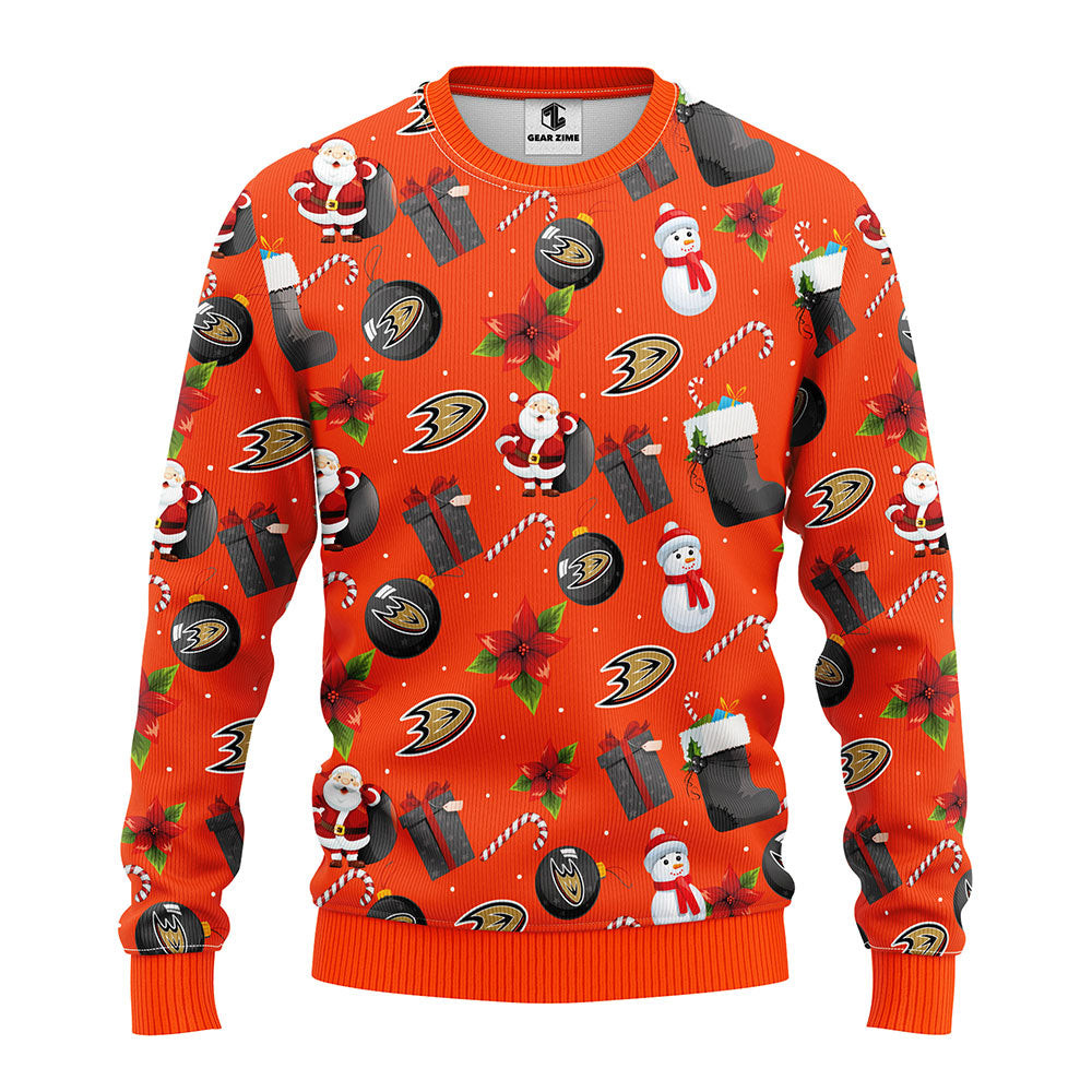 Anaheim Ducks Santa Claus Snowman Ugly Christmas Sweater Christmas
