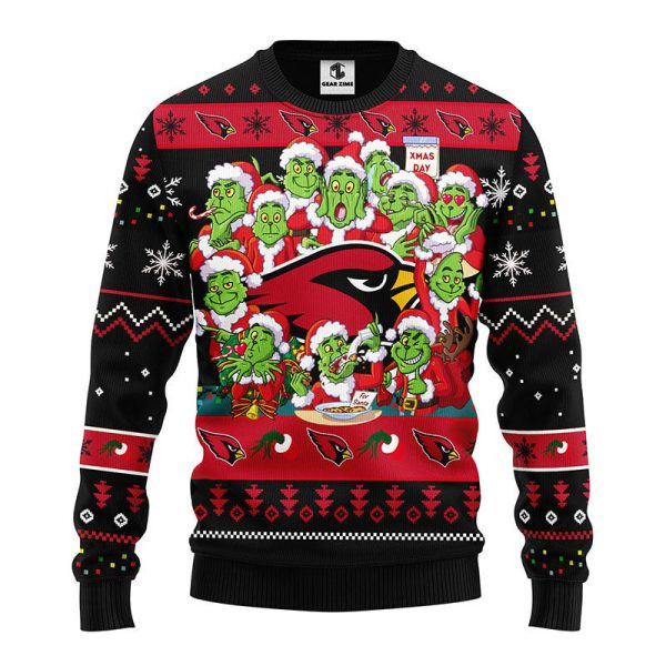 Arizona Cardinals 12 Grinch Xmas Day Ugly Christmas Sweater, Grinch Xmas Sweater
