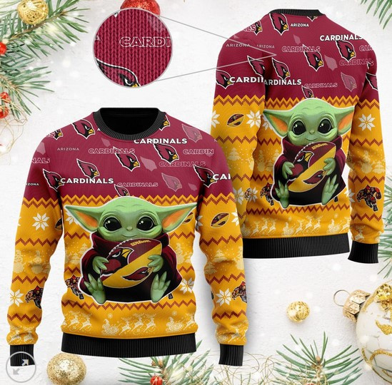 Arizona Cardinals Baby Yoda Christmas Ugly Christmas Sweater