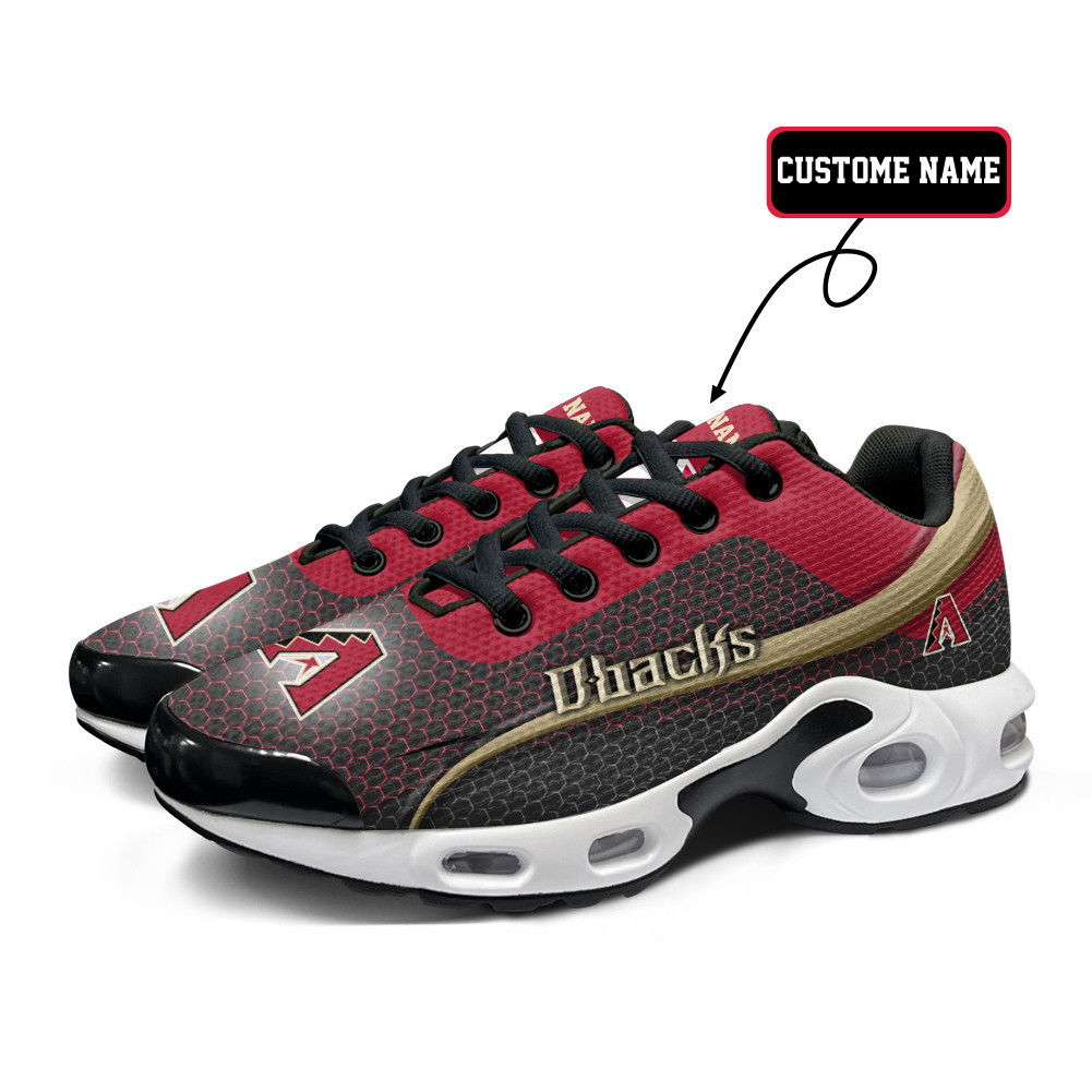 Arizona Diamondbacks Personalized Name Team Colors Wave Line Beehive Pattern TN Air Max Shoes Air Cushion Sneakers