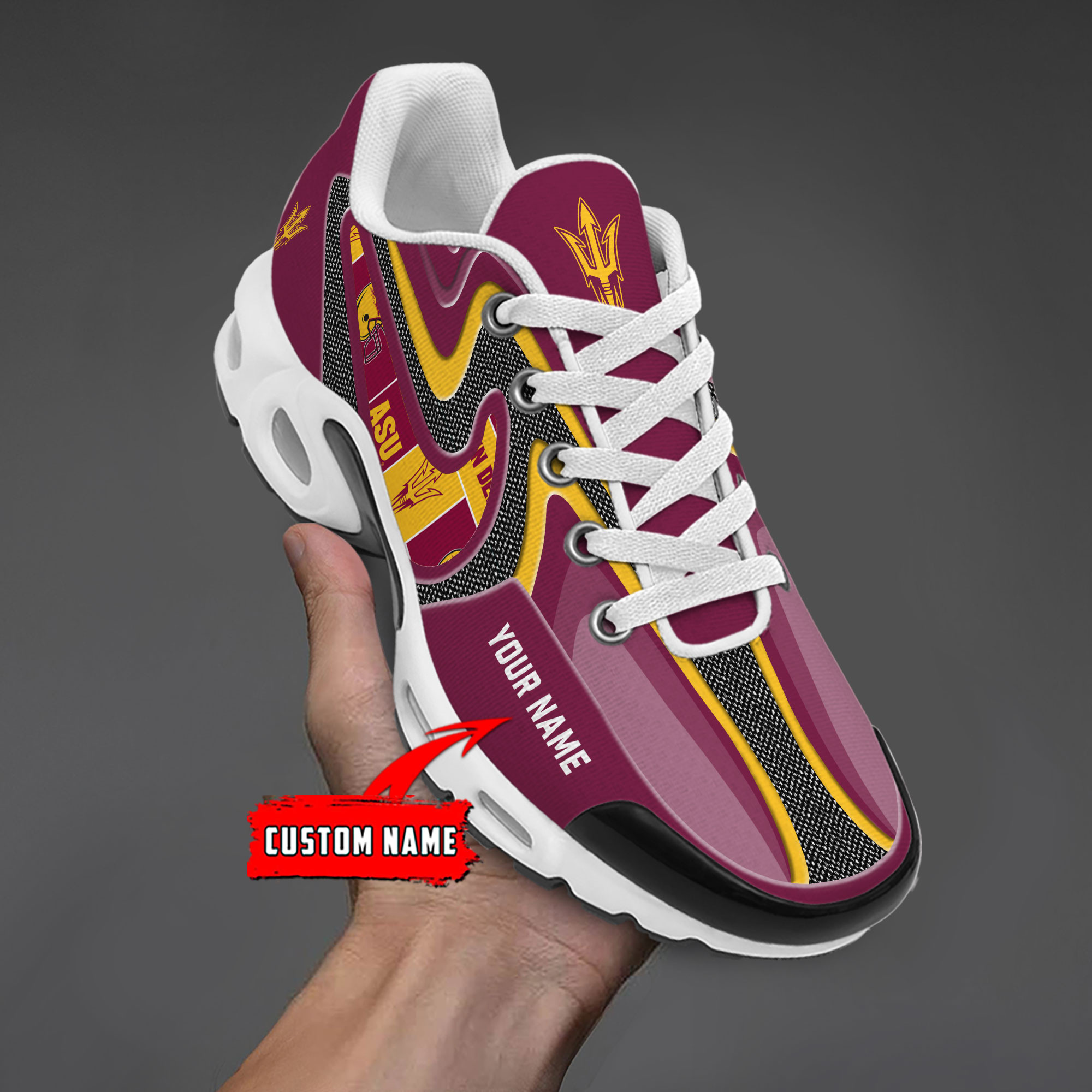 Arizona State Sun Devils Personalized Name Team Checkmark Logo Mix Colors Stitch Line TN Air Max Shoes Air Cushion Sneakers