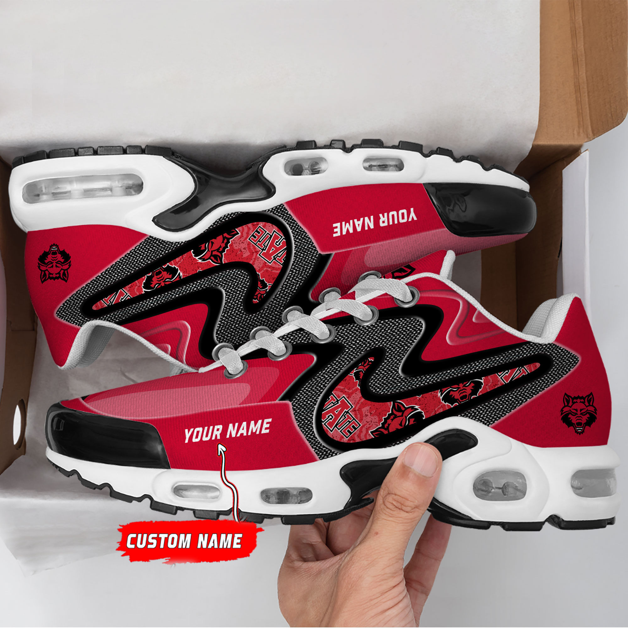 Arkansas State Red Wolves Personalized Name Team Checkmark Logo Mix Colors Stitch Line TN Shoes Air Cushion Sneakers