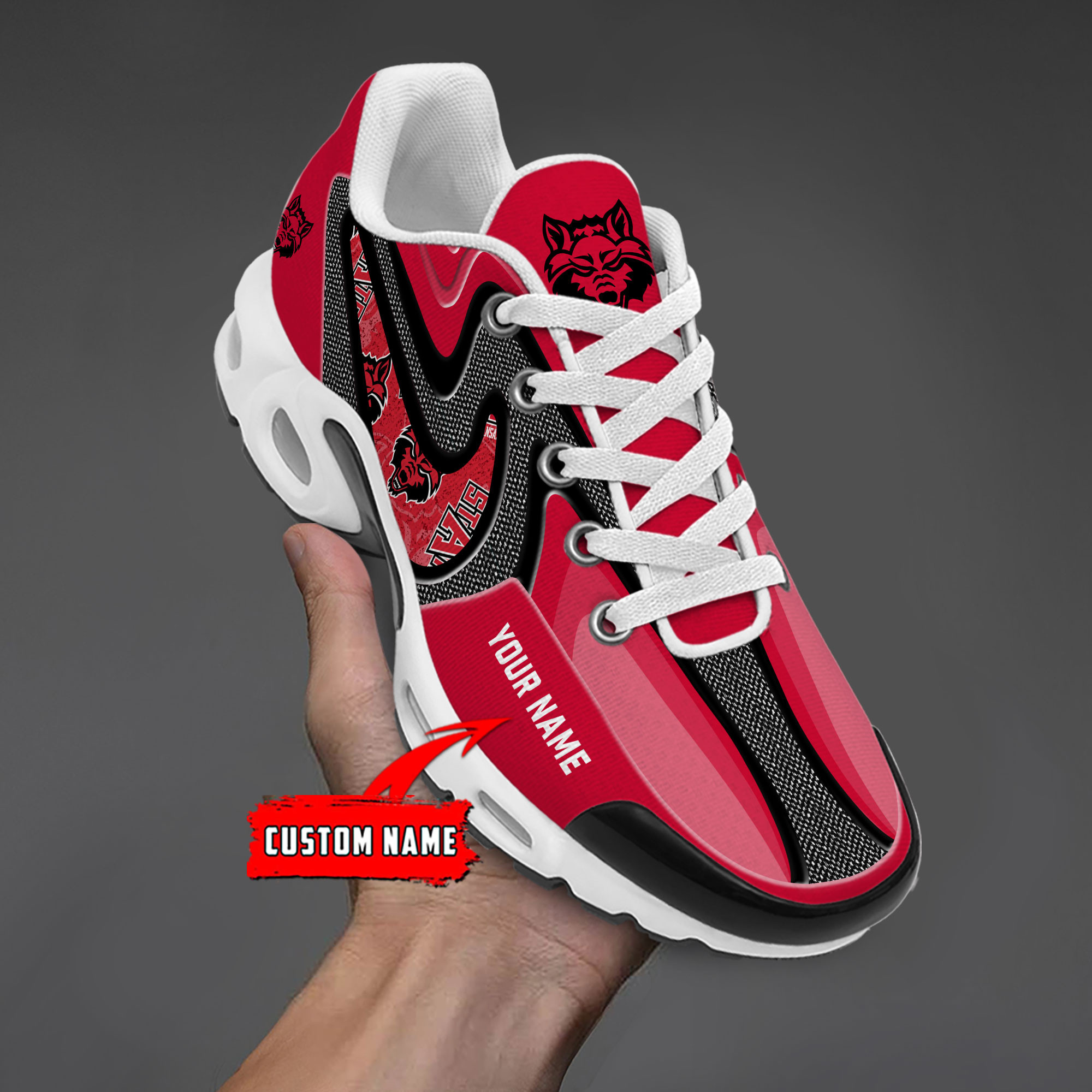 Arkansas State Red Wolves Personalized Name Team Checkmark Logo Mix Colors Stitch Line TN Shoes Air Cushion Sneakers