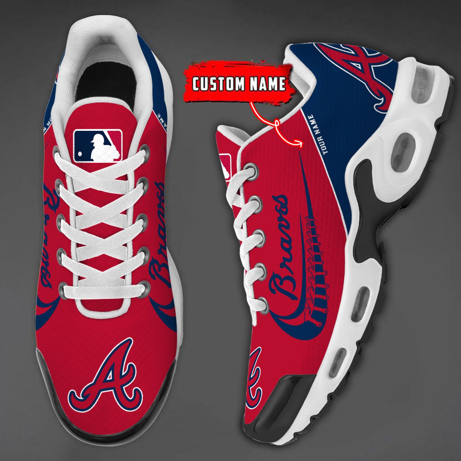 Atlanta Braves Team Logo Baseball God Wings Air Max Shoes Sneaker