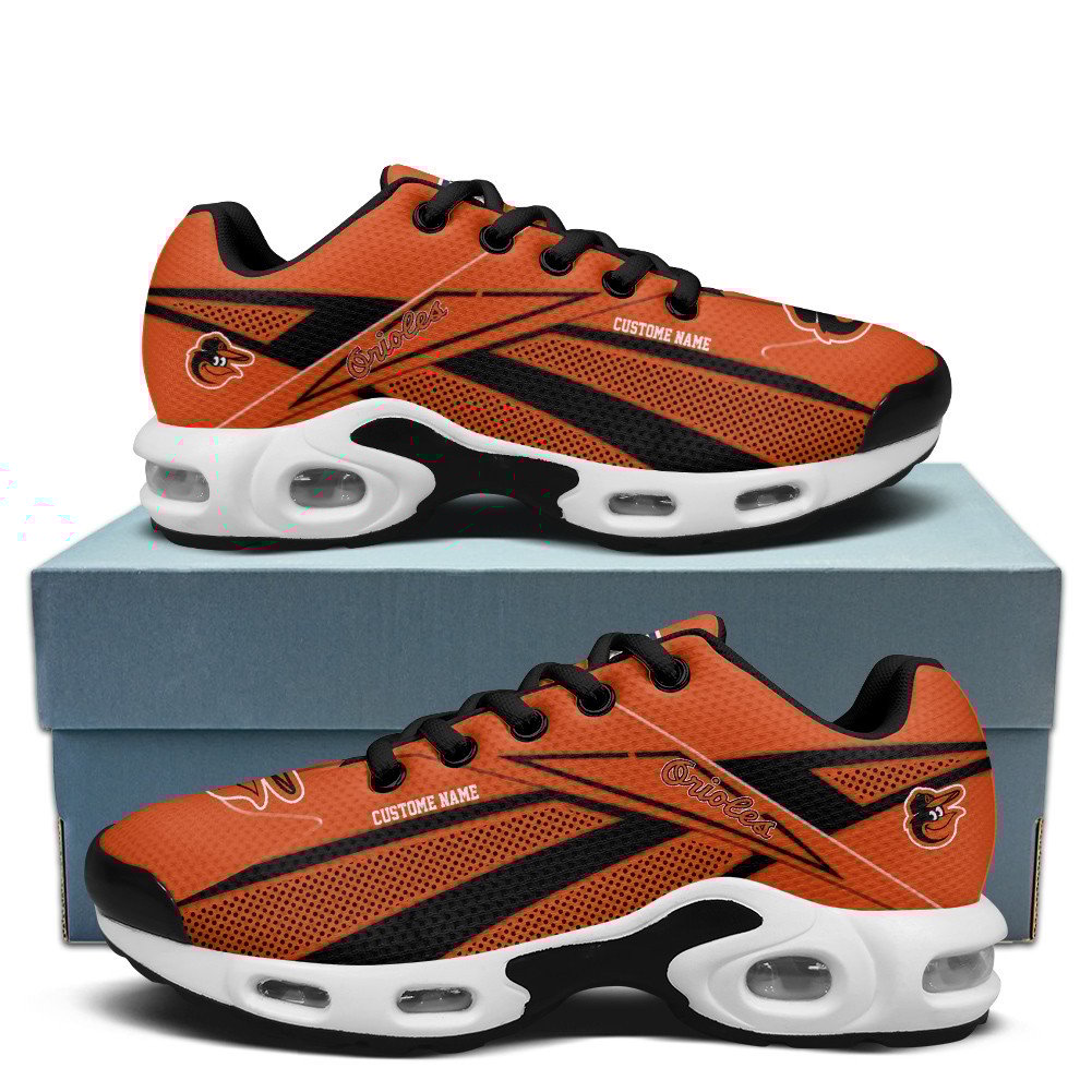 Baltimore Orioles Personalized Name Team Colors Supersonic Line Pattern TN Air Max Shoes Air Cushion Sneakers