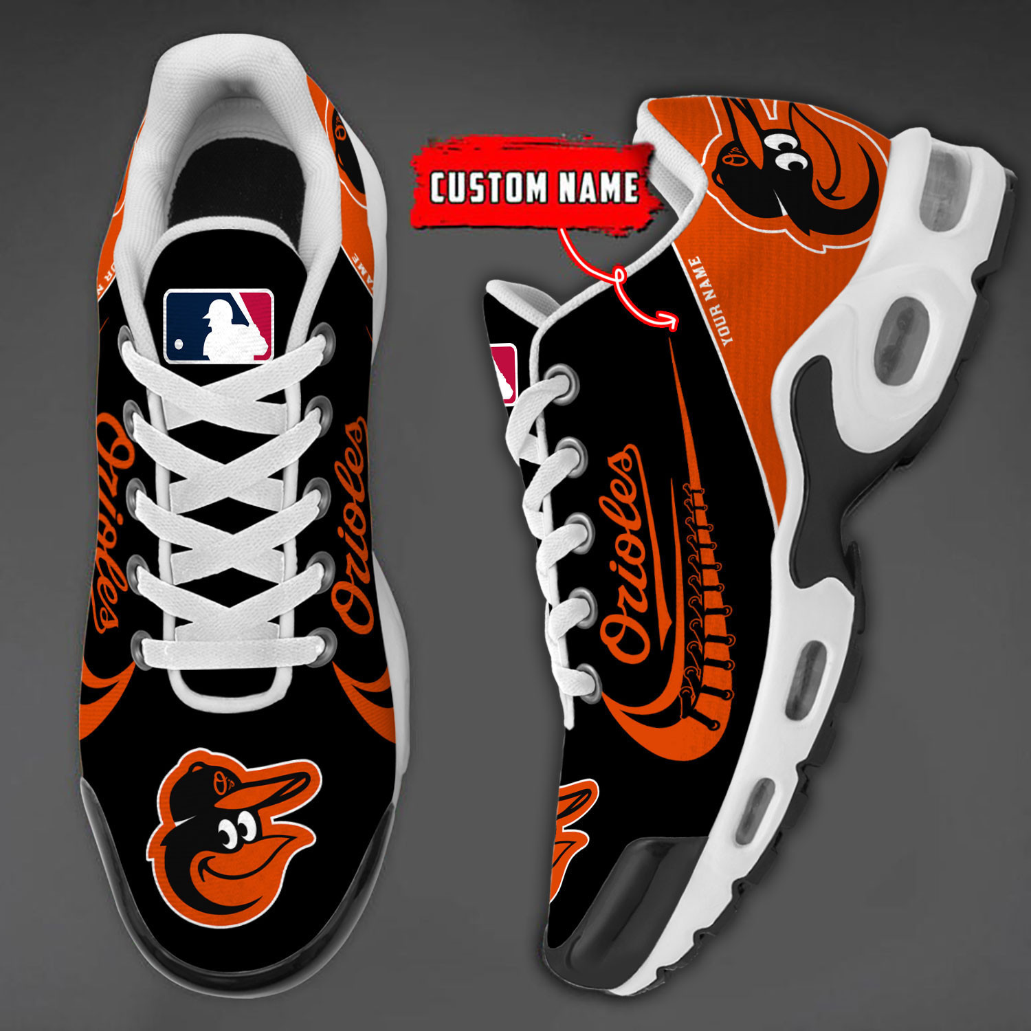 Baltimore Orioles Team Logo Baseball God Wings Air Max Shoes Sneaker