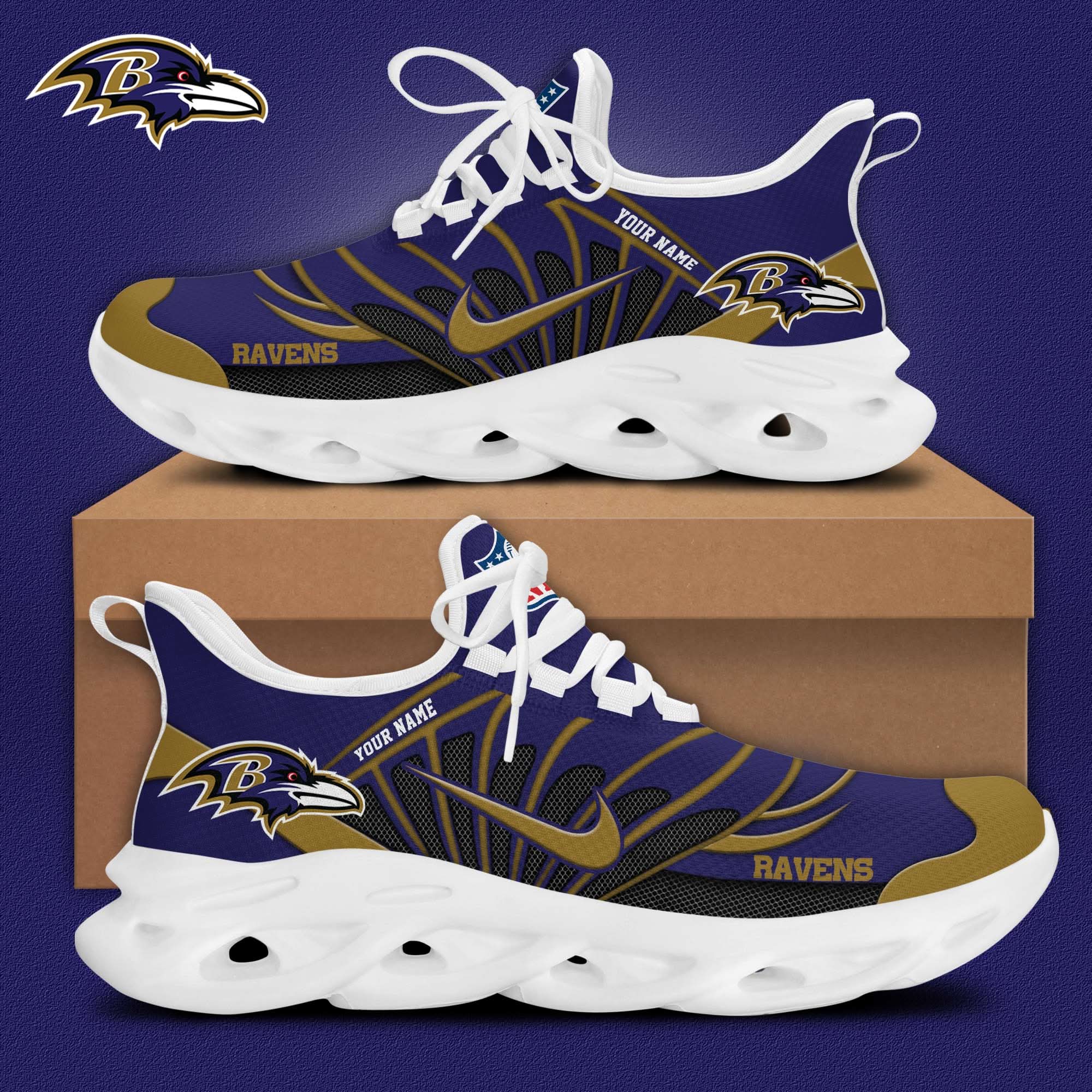 Baltimore Ravens Customized Premium Max Soul Shoes