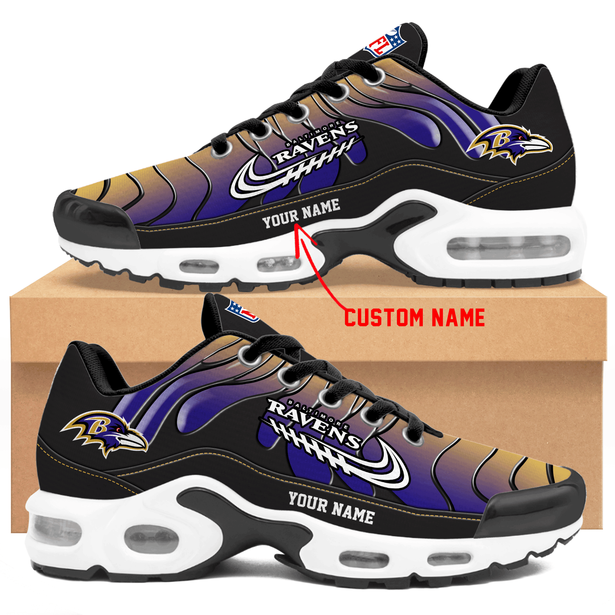 Baltimore Ravens Personalized Air Max Shoes TD
