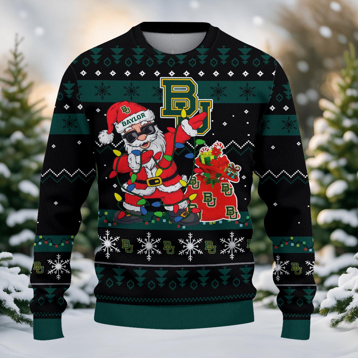 Baylor Bears Santa Claus Ugly Christmas Sweater
