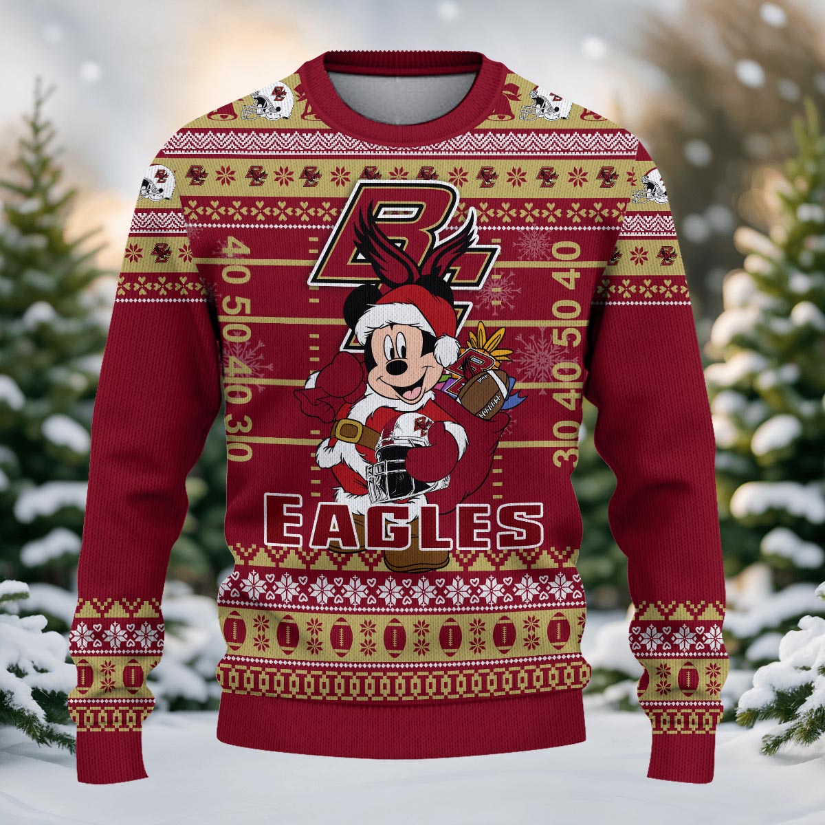 Boston College Eagles Mickey Mouse Santa Ugly Christmas Sweater