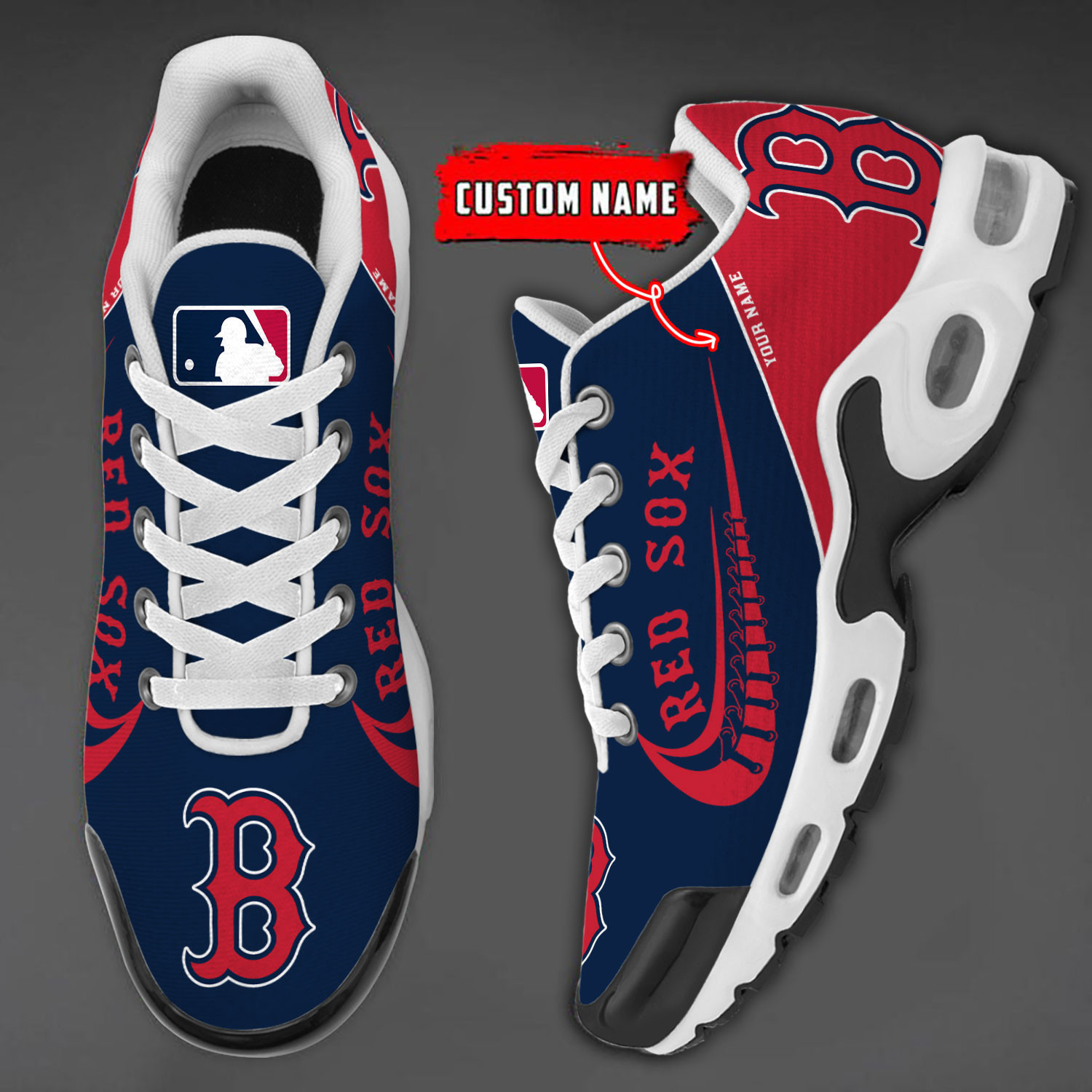 Boston Red Sox Team Logo Baseball God Wings Air Max Shoes Sneaker