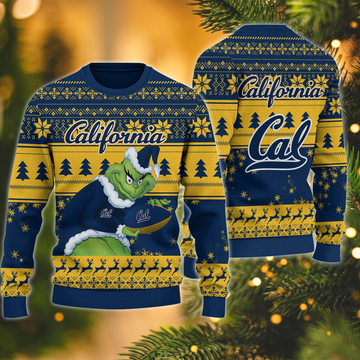 California Golden Bears Grinch Ugly Christmas Sweater