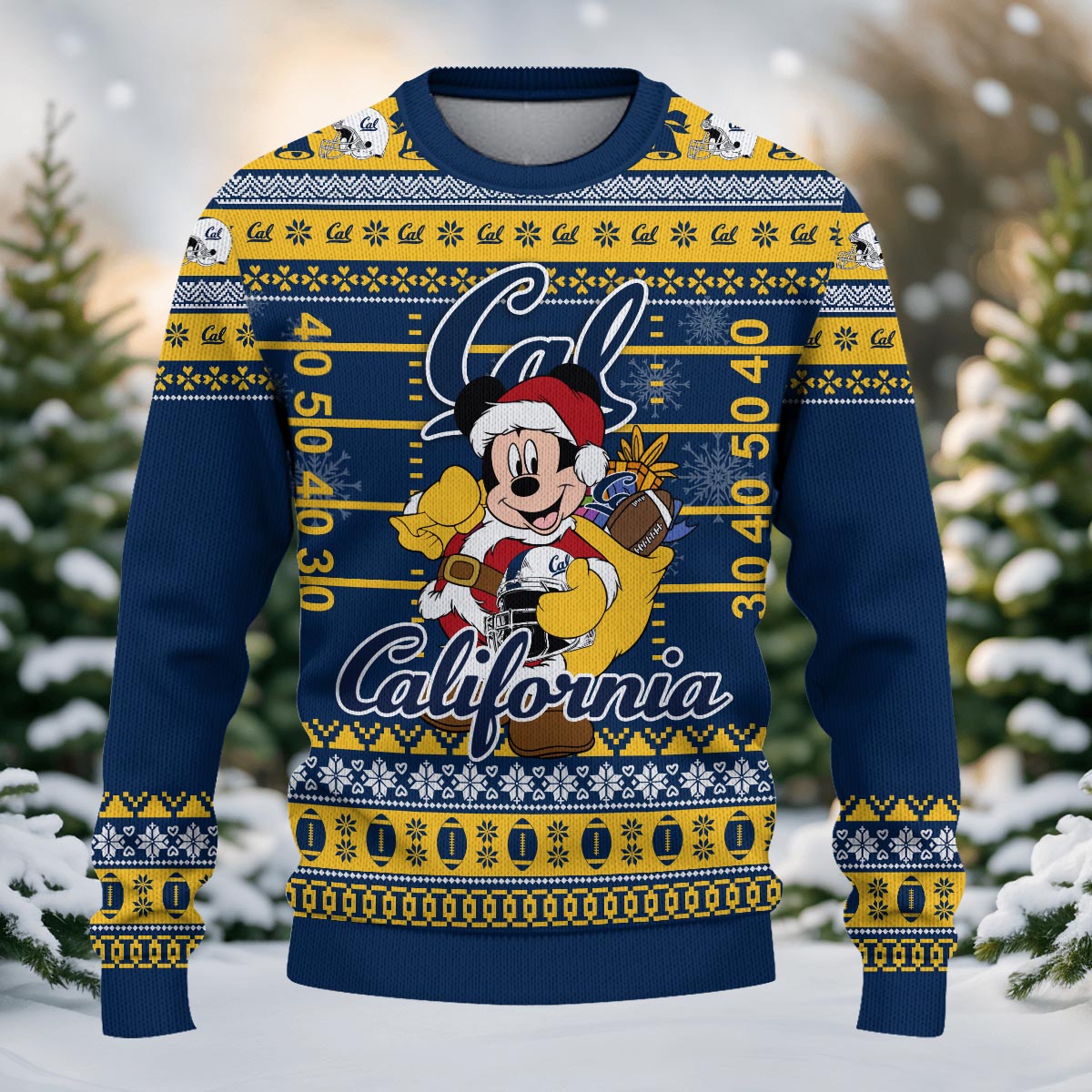 California Golden Bears Mickey Mouse Santa Ugly Christmas Sweater