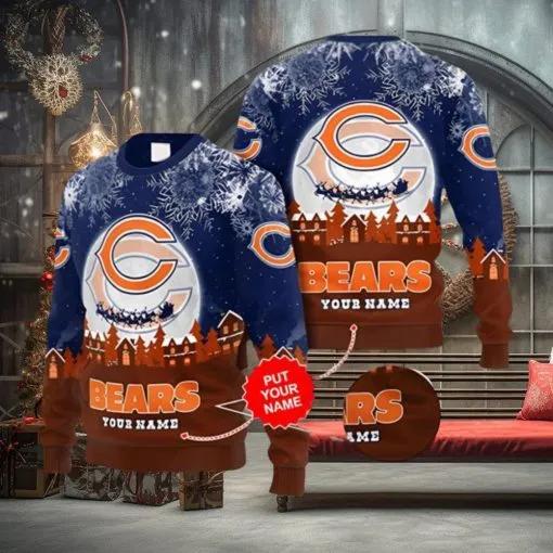 Chicago Bears Xmas Night Personalized Ugly Christmas Sweater