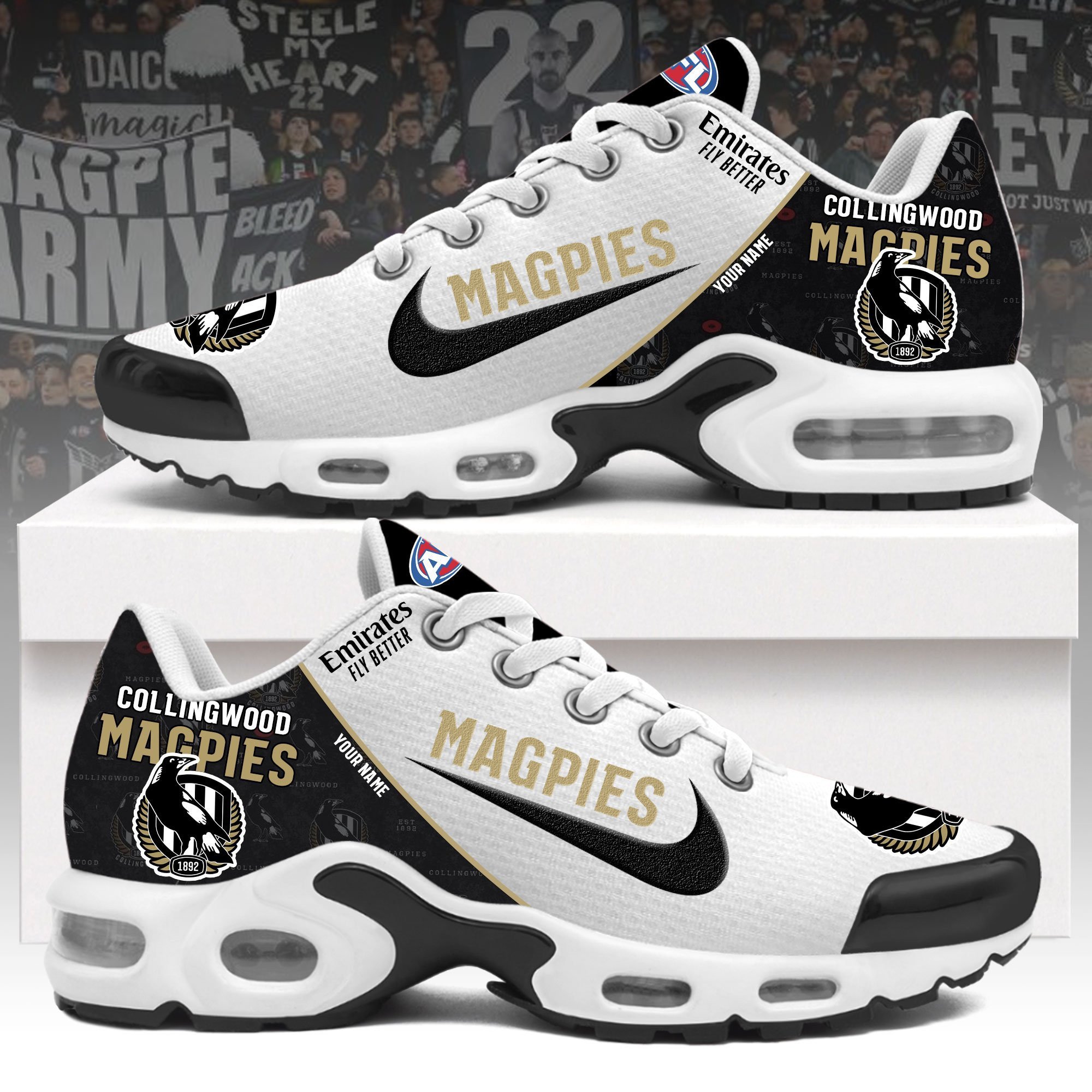 Collingwood Magpies TN Air Max Plus Shoes Sneakers For Men And Women