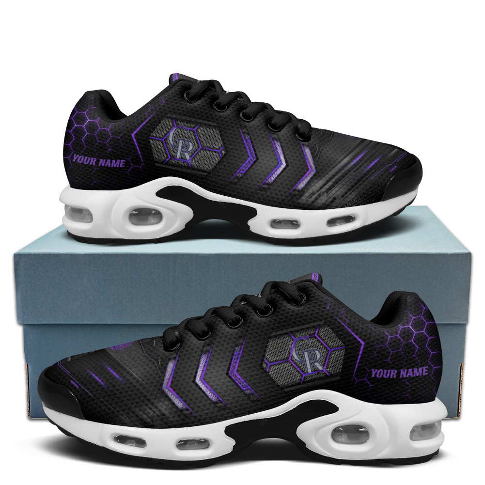 Colorado Rockies Personalized Name Team Colors Arrow Line Beehive Pattern TN Air Max Shoes Air Cushion Sneakers