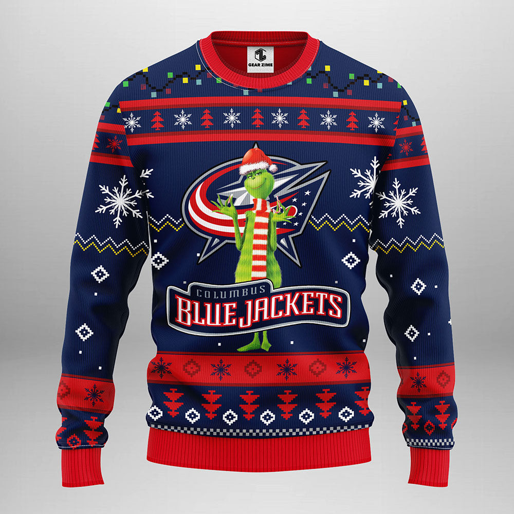 Columbus Blue Jackets Funny Grinch Ugly Christmas Sweater Christmas
