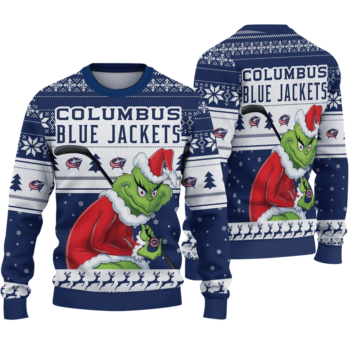 Columbus Blue Jackets Grinch Christmas Ugly Sweater
