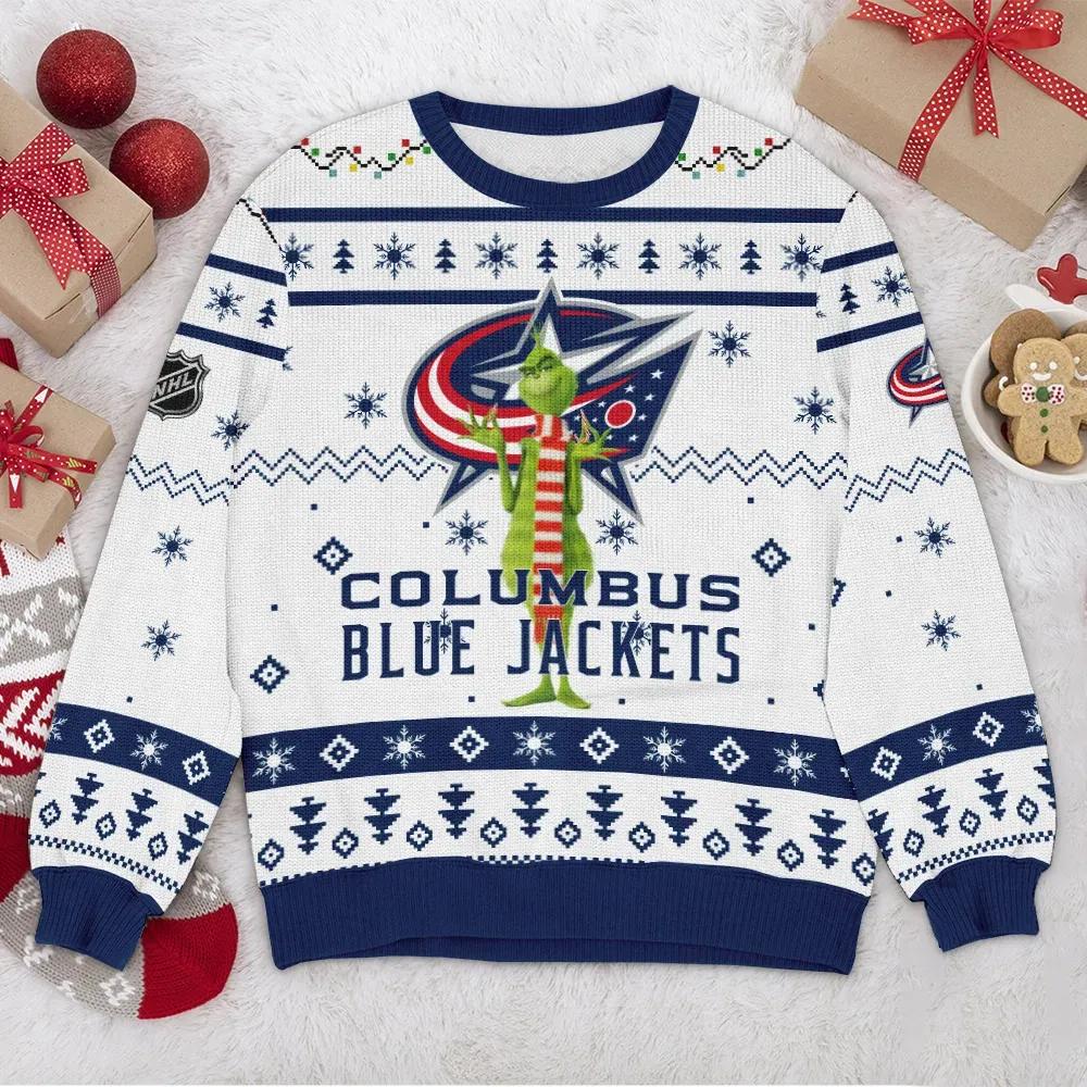 Columbus Blue Jackets Grinch Ugly Christmas Sweater