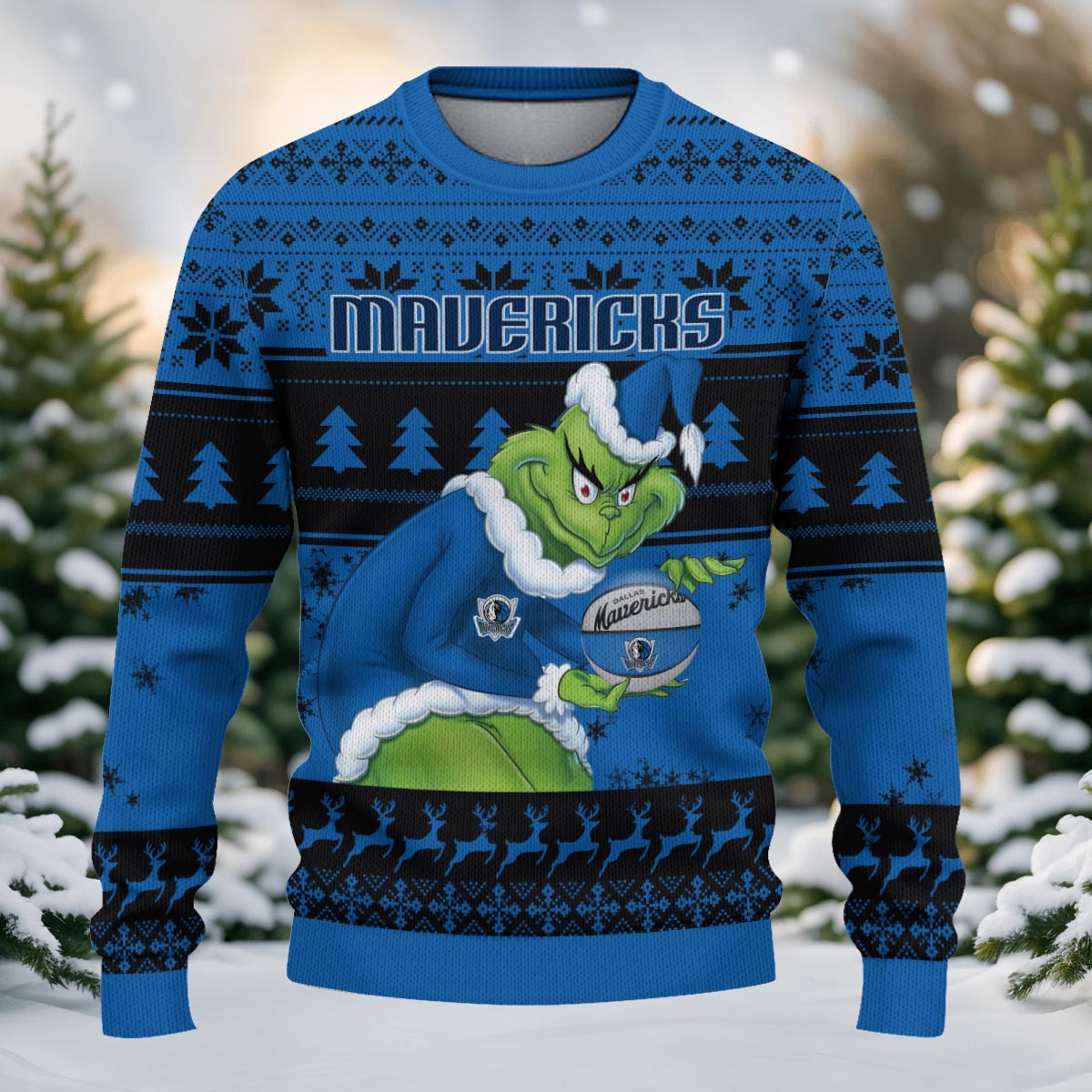 Dallas Mavericks Grinch Christmas Ugly Sweater