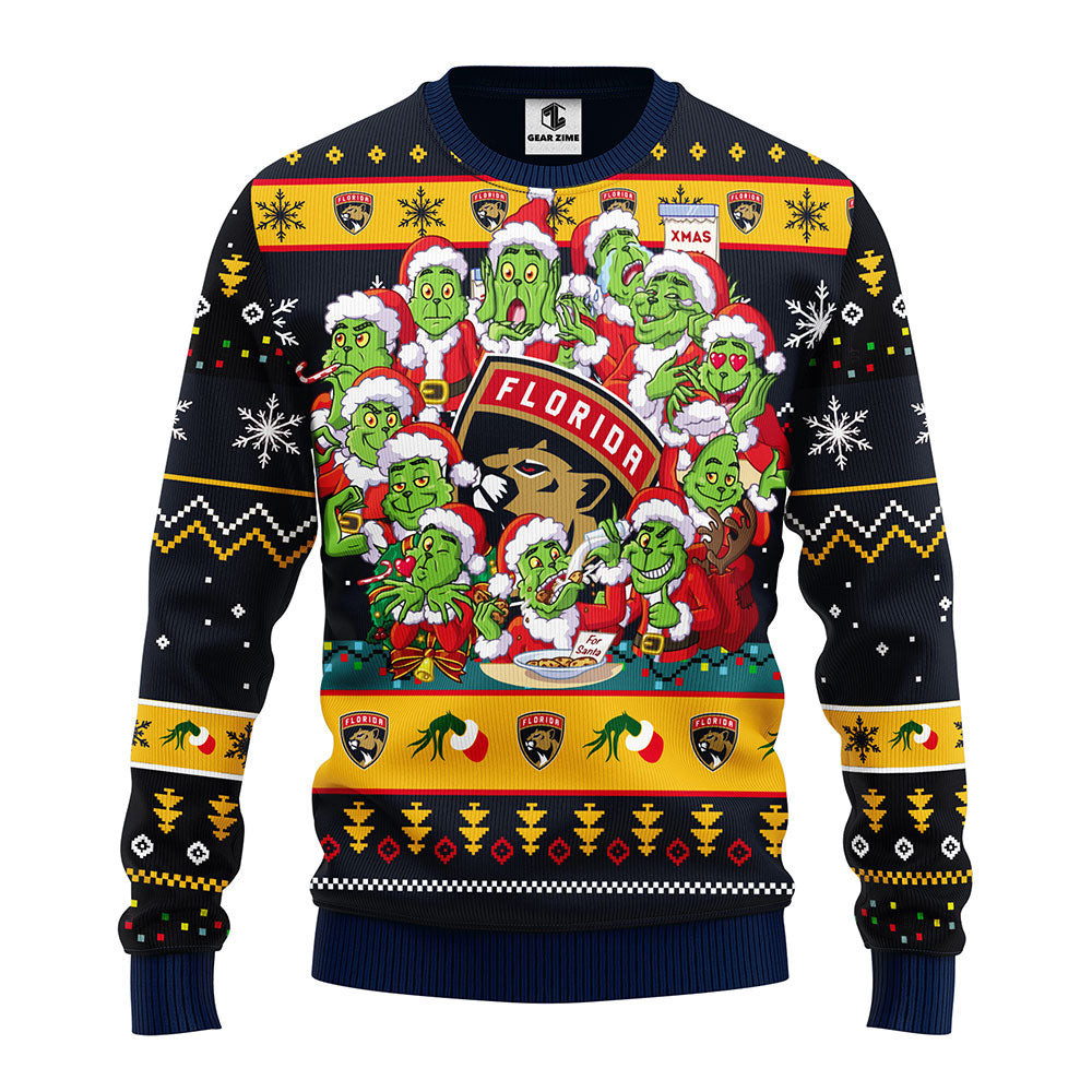 Florida Panthers 12 Grinch Xmas Day Ugly Christmas Sweater, Grinch Xmas Sweater