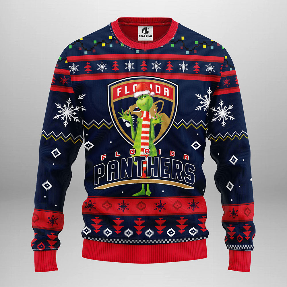 Florida Panthers Funny Grinch Ugly Christmas Sweater, Grinch Xmas Sweater