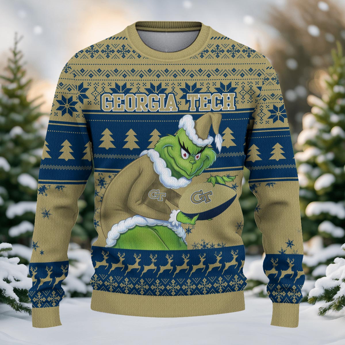 Georgia Tech Yellow Jackets Grinch Ugly Christmas Sweater