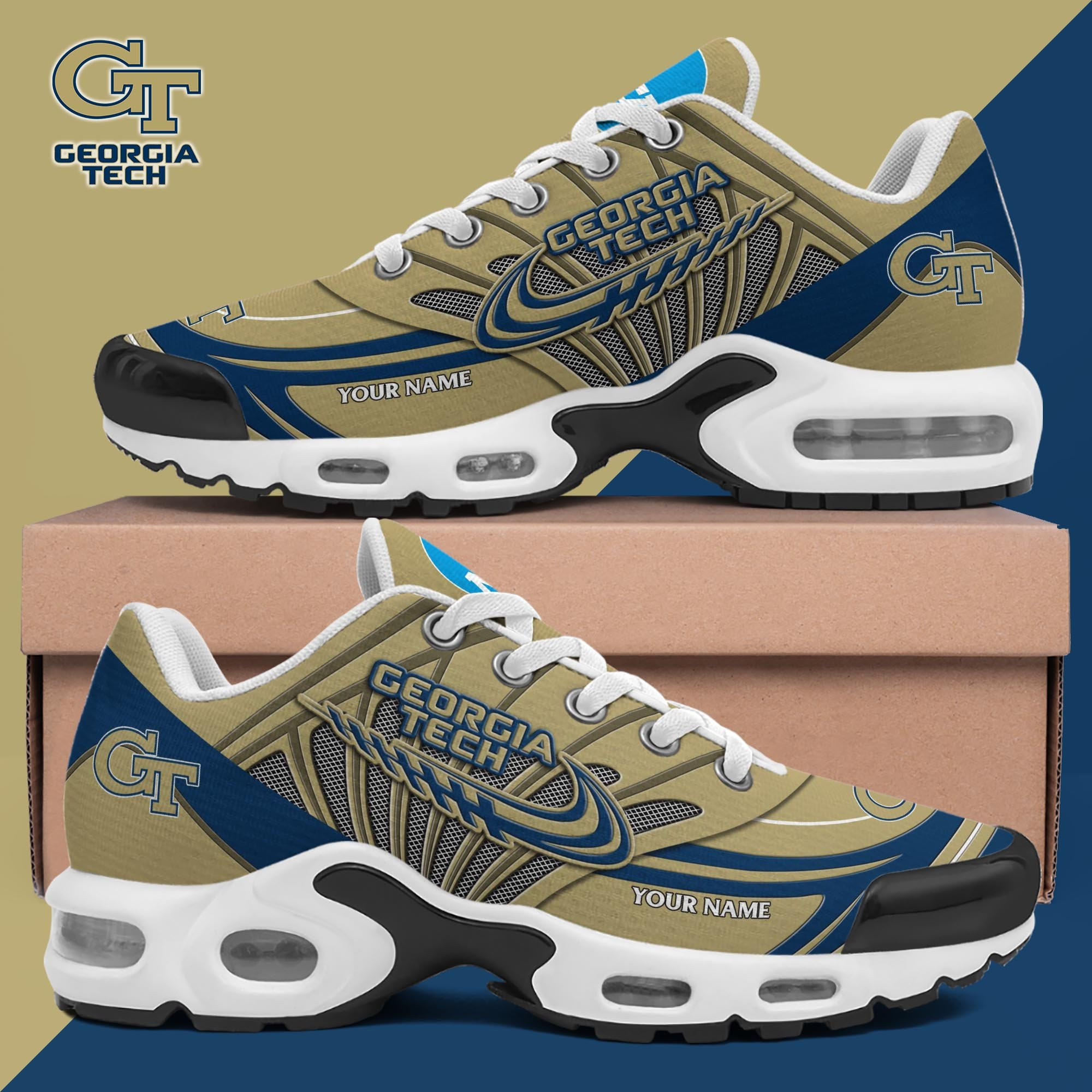 Georgia Tech Yellow Jackets Personalized TN Air Max Shoes Air Cushion Sneakers