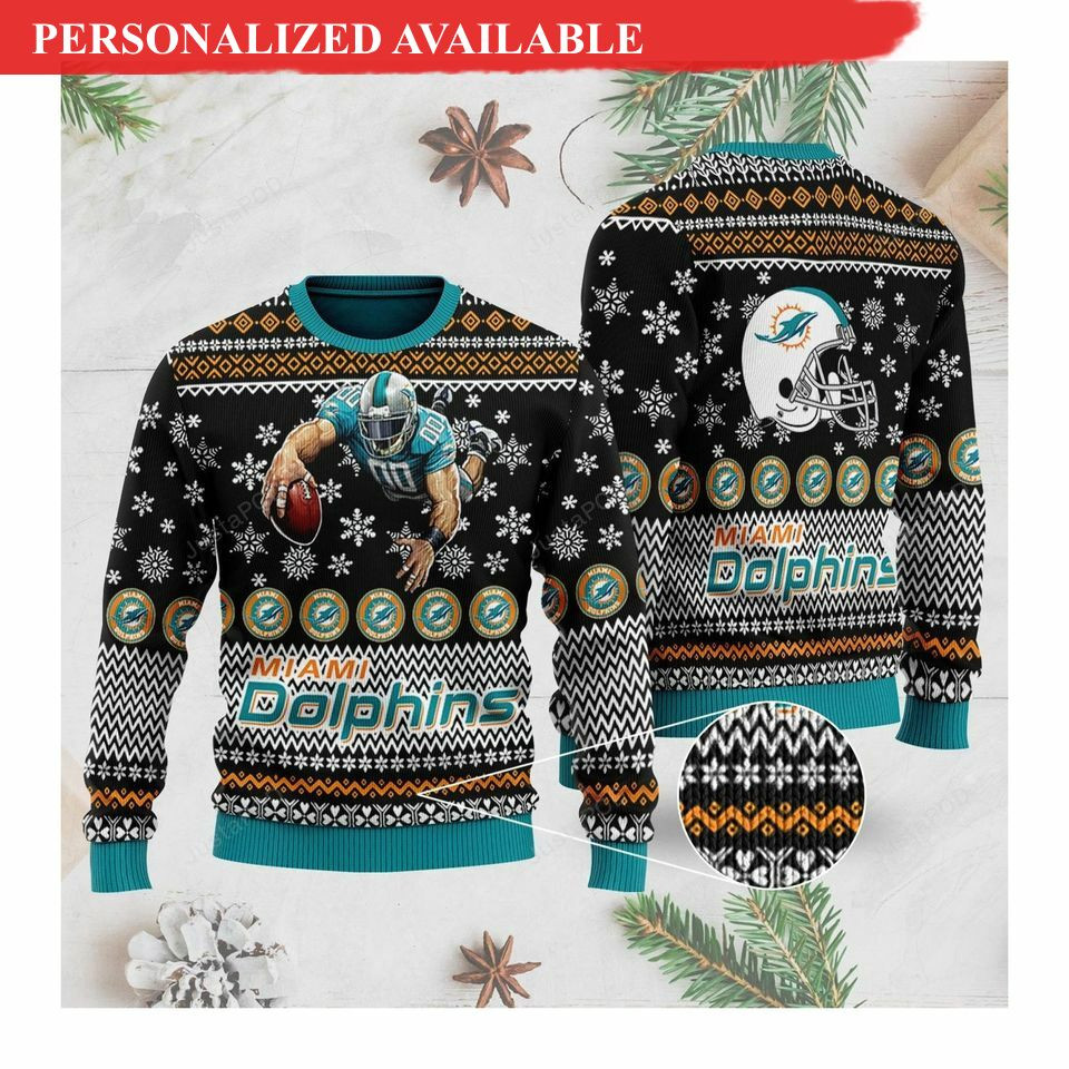 Miami Football Ugly Christmas Sweater- Miami Dolphins Ugly Christmas 3D Sweater Ugly Christmas Sweaters